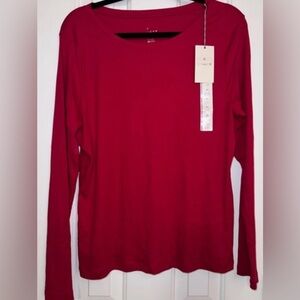 A New Day Women’s Ribbed Long Sleeve Red Top